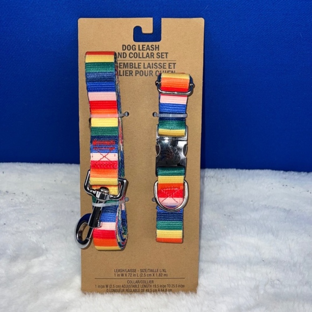 NWT🤩 |•DESIGN•| Rainbow Multicolor Colorful Leash/Lead & Collar Size L/XL